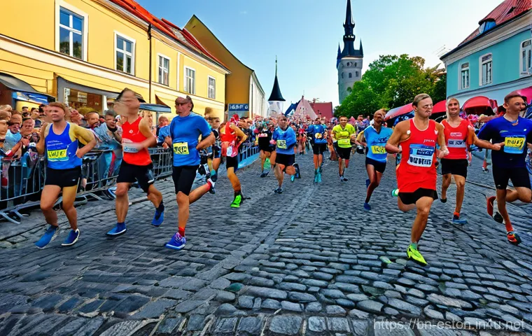 에스토니아에서 열리는 마라톤 및 스포츠 이벤트 - Here are three detailed image prompts in English, adhering to your guidelines: