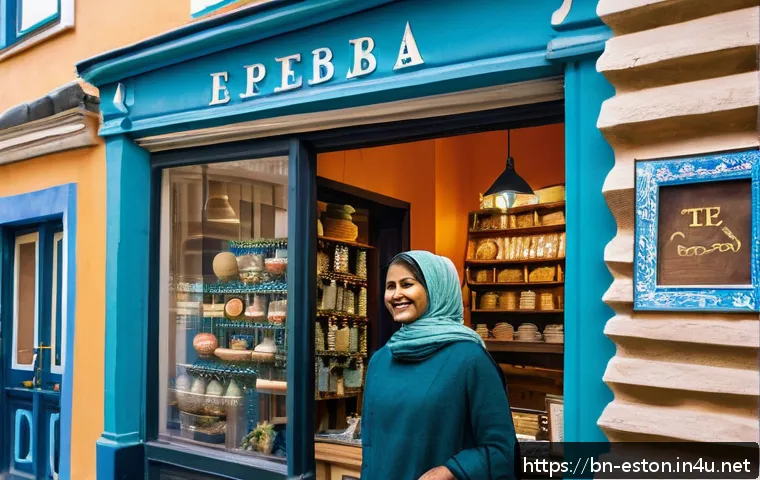 에스토니아 여행 시 언어 문제 해결법 - A warm and friendly street scene in Estonia showing a Bengali traveler smiling and greeting a local ...